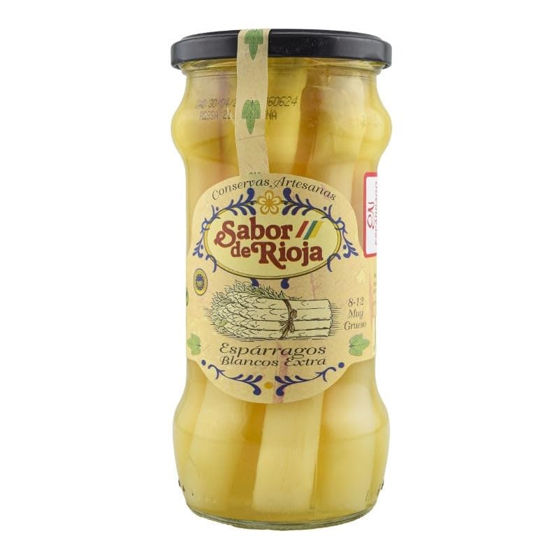 Pack 6× Espárragos Blancos Extra 8/12 Sabor de Rioja – Tarro 580 g | Espárrago Nacional Grueso | Textura Tierna y Sabor Delicado | Conserva Vegetal Premium