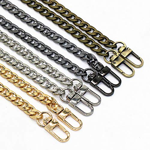 Image of Model Worker DIY Iron Flat Chain Strap Handbag Chains Purse Chain Straps Shoulder Cross Body Replacement Straps with Metal Buckles (23.6 inch, Gun-Black)