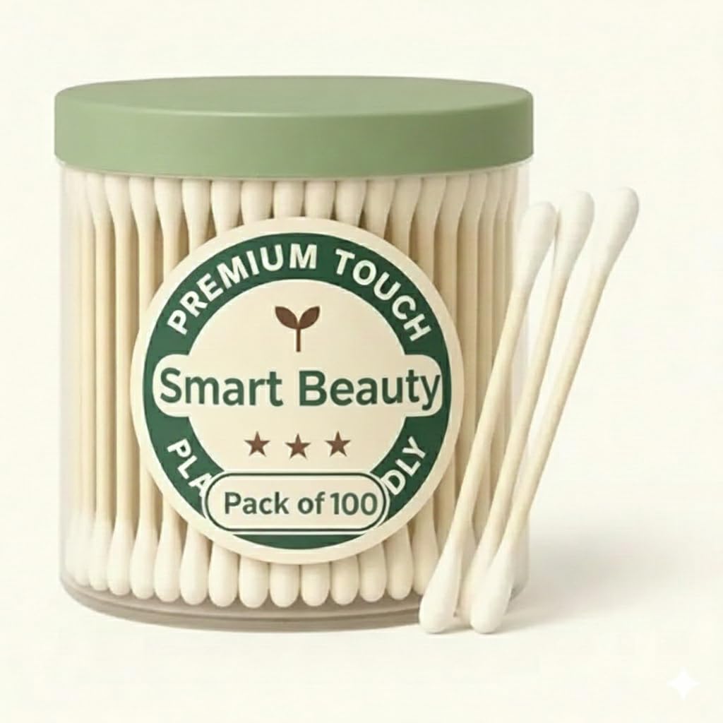Smart Beauty Premium Touch Cotton Swabs Soft Cotton Ear Buds for Makeup Hygiene Baby Care First Aid Personal Grooming Travel Friendly Plastic Box. (100 Stick)-image-44