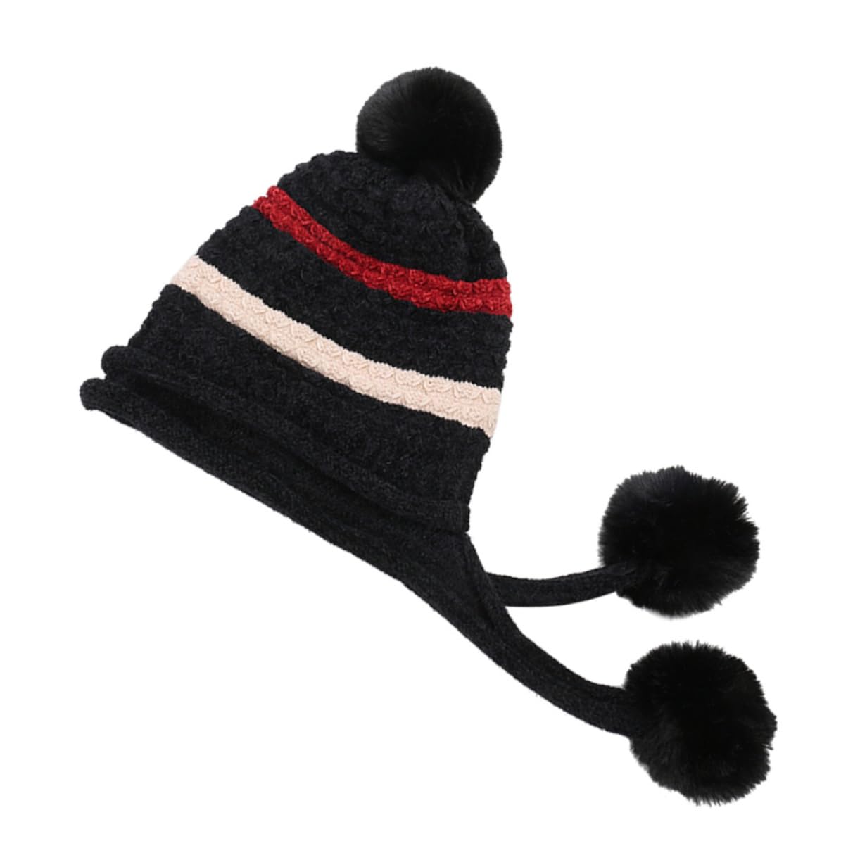 3 Stück Gestrickte Wollmütze Jungen Mütze Mädchen n n Damen n Und n Damen Strick Strick Mit Ohrenklappen Warme Beanie Bommel Weiche