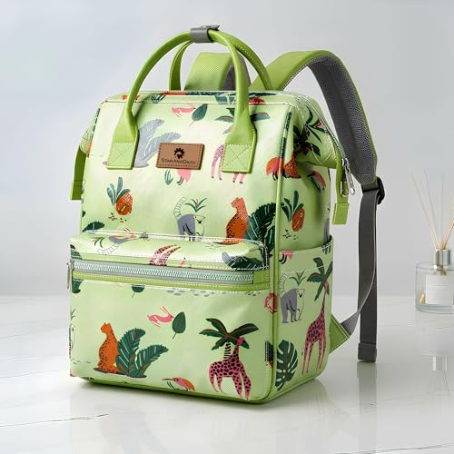 Image of StarAndDaisy Baby Diaper Bag for Mother Travel /Diaper Bags for Mother for Travel with Laptop Pocket, Multi Compartments, Insulated Bottle Pockets, Waterproof, Ultra soft fabric - Green
