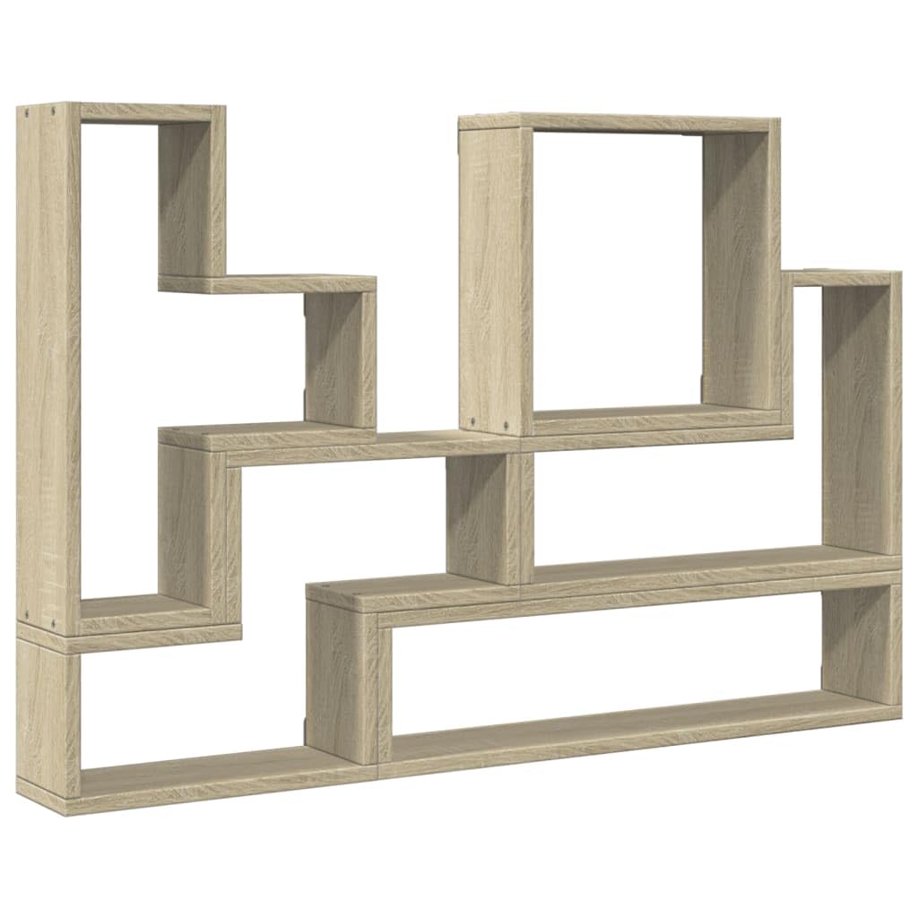 Wandregal Sonoma-Eiche aus Holzwerkstoff Schweberegal 96x12x64 cm Stylisch Stabil mit hoher Tragkraft für Wohnzimmer Küche Badezimmer als Bücherregal oder Gewürzregal