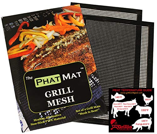 PhatMat Non Stick Grill Mesh Mats - Set of 2 - Nonstick Heavy