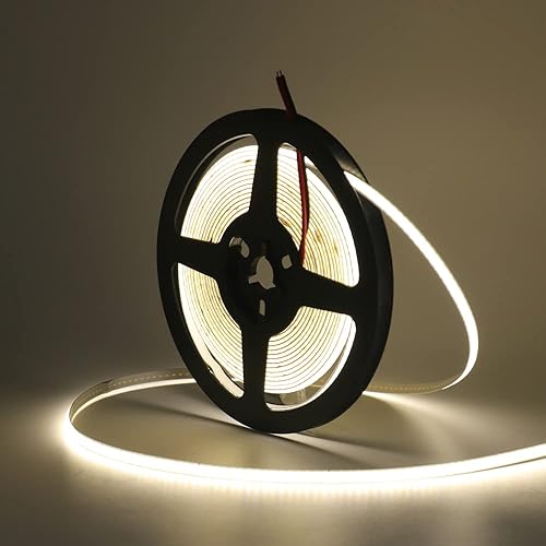 Miniatura 1 de Xunata Tira LED COB de 13.1 pies13.1 ft, USB 5 V 320 LEDsM, tira LED flexible regulable 4500 K, banda LED COB blanca natural, no impermeable, tira