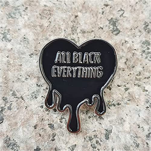All Black Everything Heart Brooch Black Magic Words Badge Enamel Lapel Pin Diy Clothes Schoolbag Decoration Club Party Lover Girls Women Gift #TOP2