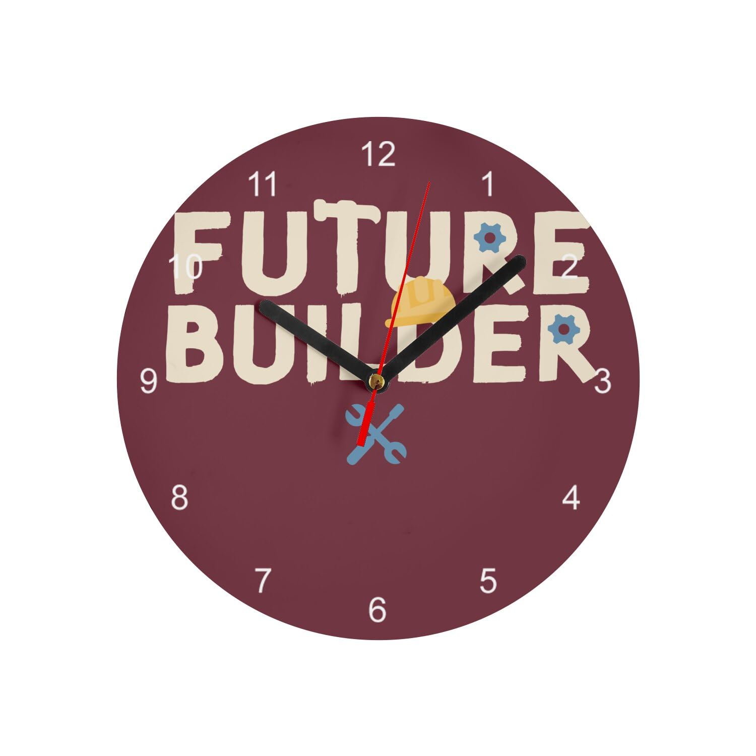 Horloge murale en verre Future Builder rouge 20 cm pour bureau