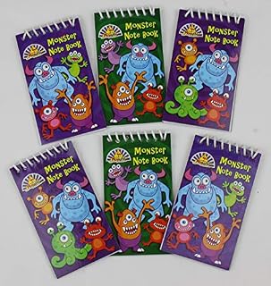 Pack of 12 Monster Mini Spiral Notebooks - Childrens Party Loot Bag Filler