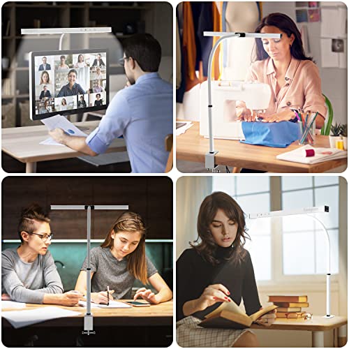 Keepooデスクライトled 目に優しい電気スタンドリモコン付き 無段階調光調色 非対称配光 高輝度卓上ライト360度回転アーム 記憶機能付きタッチセンサー PC作業・仕事・勉強・読書灯PSE認証済ACアダプタホワイト 6枚目