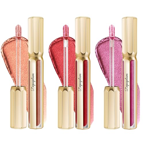 Image of Depuplum 3Pc Metallic Lipstick for Women Dark Red Bronze Burgundy Lip Gloss