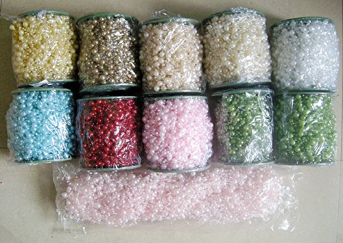 Krismile 200 Feet Roll Fishing Line Artificial Pearls Beads Chain Garland Flowers Wedding Party Decoration Products Supply (Blue) #TOP1