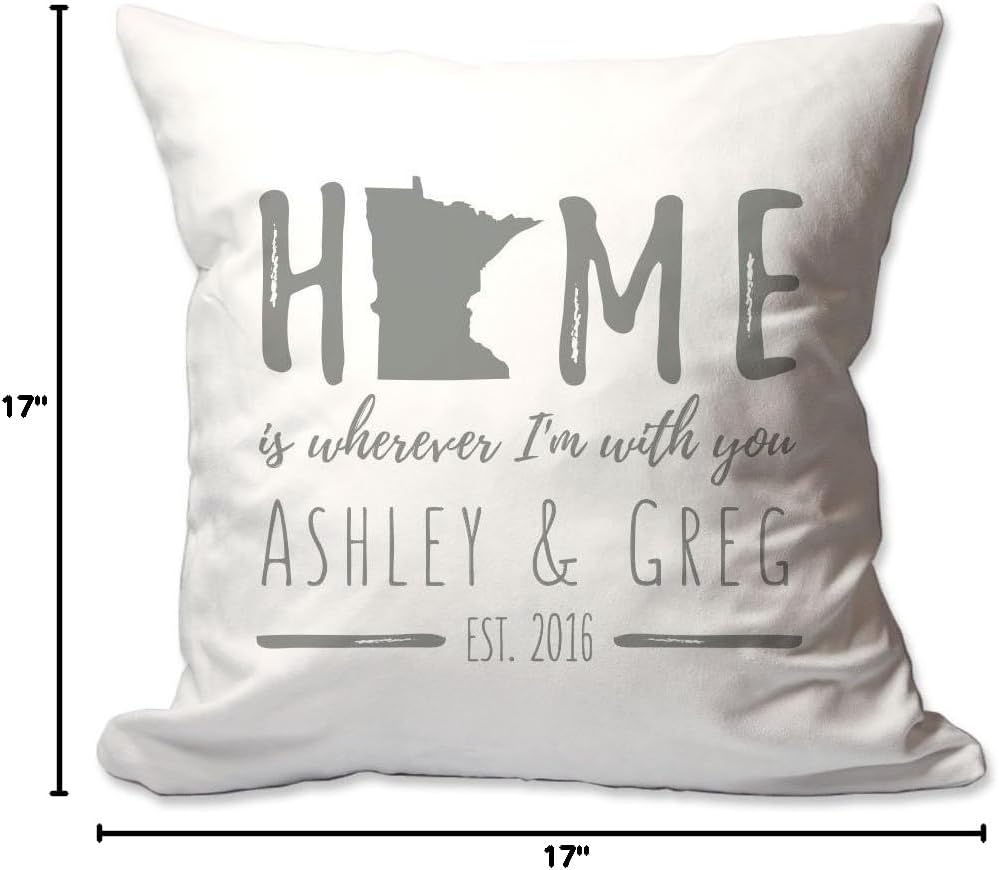 Pattern Pop Personalized Minnesota Home is Wherever I'm with You Throw Pillow