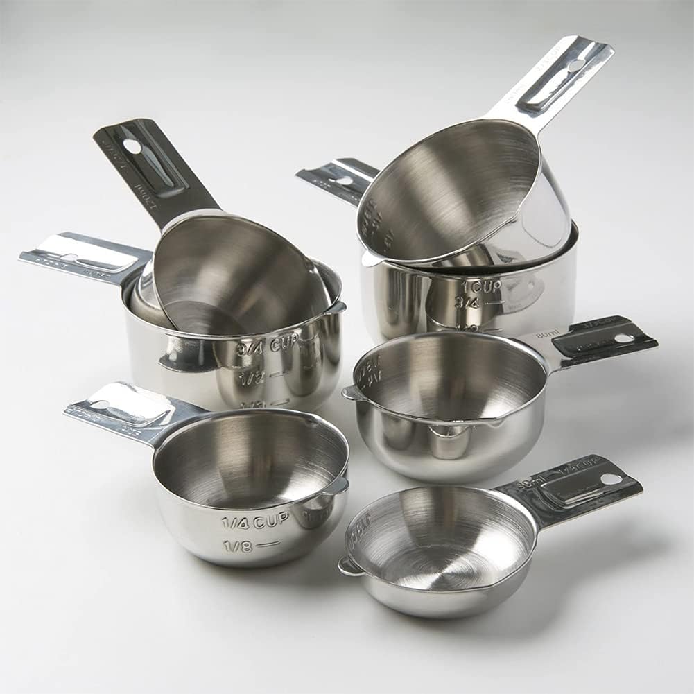 Stainless Steel Measuring Cups - Stackable Measuring Cup Set for Kitchen Cooking Baking, 7pcs Set