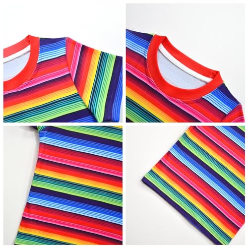 Mexican Serape Poncho Style Kids Graphic T-Shirt Short Sleeve Colorful Crewneck Tee Boys Girls Party Shirt3