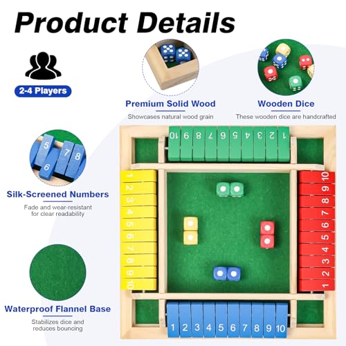 Shut The Box Juego de Mesa de Madera para 2 a 6 Jugadores miniatura 3