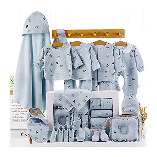 Puhang ベビー服 新生児服 ベビーギフトセット 出産祝い 出産準備 22点セット ロンパース 女の子 男の子 肌着 おくるみ ベビー帽子 手袋 靴下 よだれ掛け ハンカチ 枕 プレゼント天然綿100% 柔らかい ギフトボックス付き 0~12ヶ月 ブル
