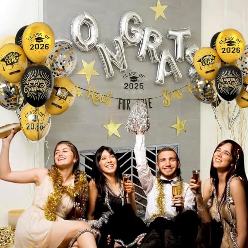 Graduation Balloons 2026 - 50pcs Black & Gold Latex Party Decorations - Image 5