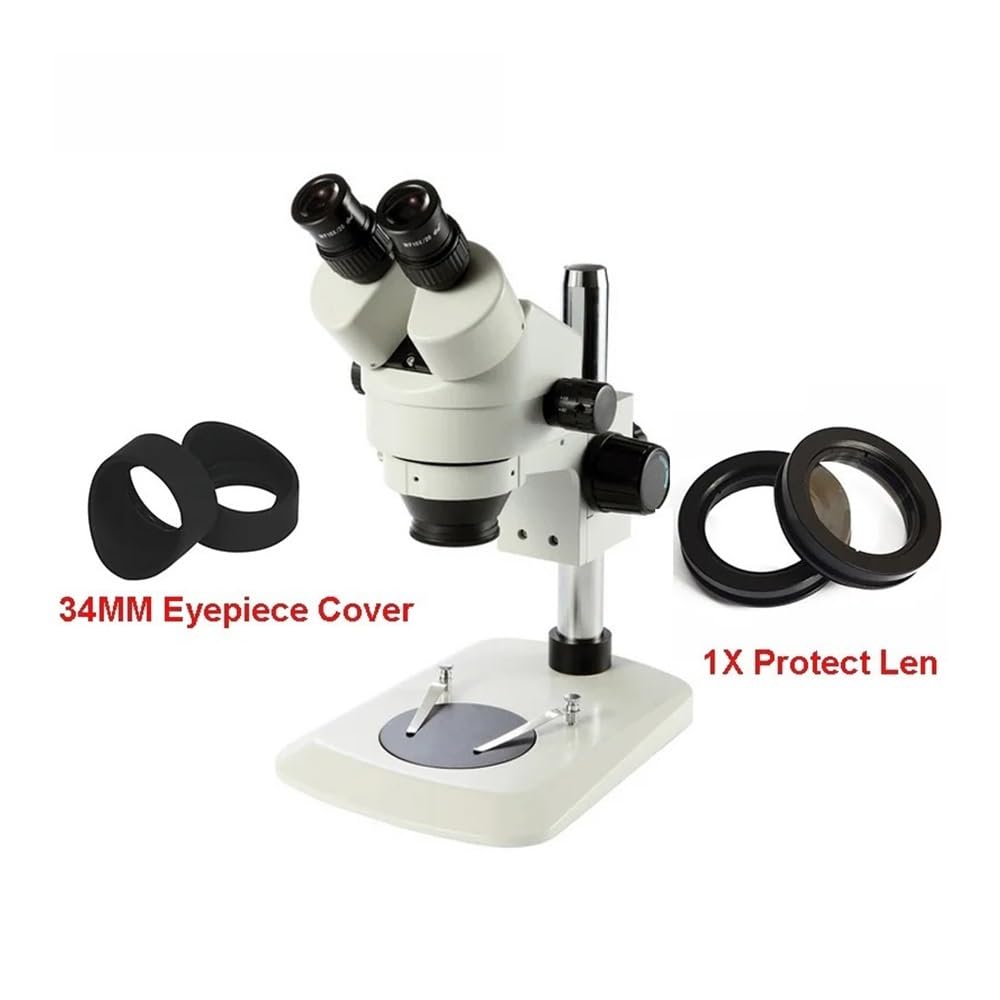 Microscope 7X-45X Table Pillar Stand Binocular Stereo Zoom Microscope Inspection PCB Microscopio 144 Led Ring Light(White 1X 34MM)