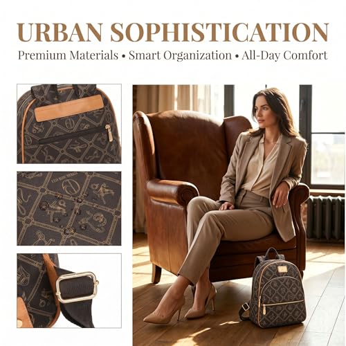Image of JULIE FERRARO Small Backpack Purse for Ladies Women Fashion Multi Pockets Daypacks with Front Zip Pocket