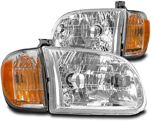Faros delanteros cromados de repuesto compatibles con Toyota Tundra RegularAccess Cab 2000-2004