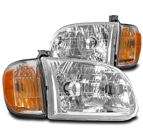 ZMAUTOPARTS Replacement Chrome Headlights Headlamps For 2000-2004 Toyota Tundra Regular Access Cab