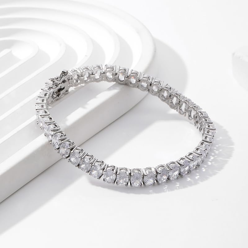 14K Gold Tennis Bracelet Adorned with 6mm Oval-Shaped Moissanite, Best Birthday Gifts for Women3
