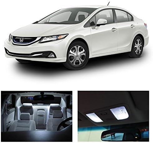 LED Interior Lights Accessories Package Replacement Kit for Honda Civic 2013-2015 White LED Package Kit - Interior + Tag+ Reverse Lights (8 Bulbs)