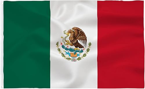 Miniatura 1 de Bandera de México de 3 x 5 pies, banderas nacionales mexicanas para interiores y exteriores, poliéster de calidad con ojales de latón de color vivo