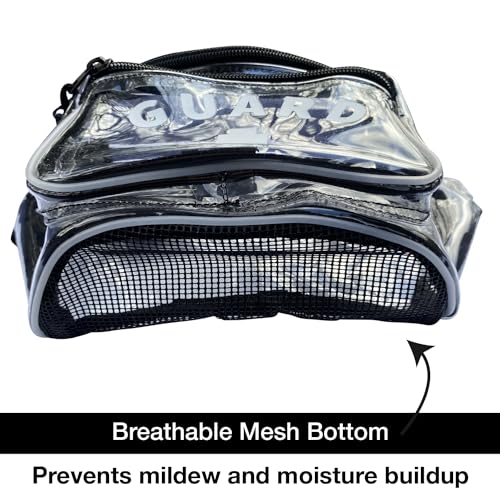 Kemp USA – Transparent Lifeguard Fanny Pack/Hip Pack with GUARD Logo - Water-Resistant and Durable Waist Bag for Medical Supplies & Lifeguard Gear - Clear2