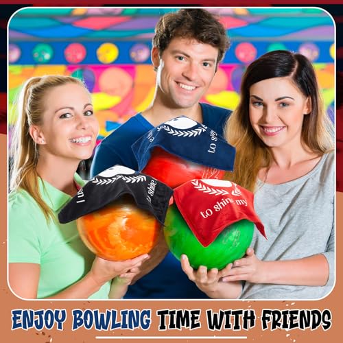 Drydiet 3 Pcs Bowling Towel Flannel Bowling Ball Towel Rag to Wipe Off, Cleaning Pad Ball Accessories Microfiber, Royal Blue Red and Black, 12 x 10 Inches - Thumbnail 6