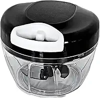 Mini Processador de Alimentos Manual 500ml – Triturador, Mixer, Picador com 3 Lâminas Afiadas, Linha Premium (Preto)