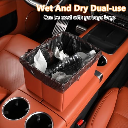 Image of Car Trash Can, Foldable Multifunctional Hanging Storage Box Trash Can with a Roll of Garbage Bag, Multi Pocket Design Suitable for Car, Home, and Office Car Trash Cans (black1)