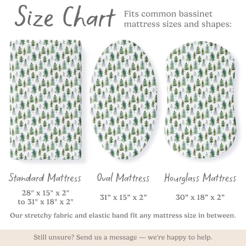 Image of Baby Bassinet Sheets for Boy, Girl (Woodland Forest Animals) 2-Pack - Fitted Bedside Bassinet Sheets - Buttery Soft Cotton Blend for Standard Mattress Pad - Compatible with Halo BassiNest
