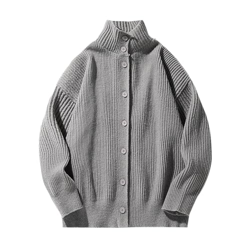 Mens Fall Ribbed Sweaters Long Sleeve Stand Collar Button Down Knit Sweater Fall Casual Sweaters2