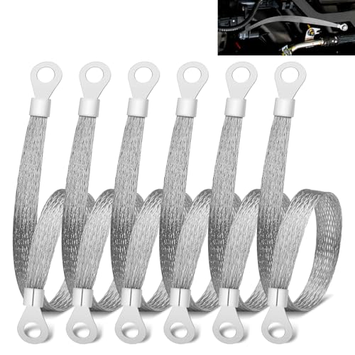 Non-Hybrid - Radio Static And/Or Poor Radio Sound Quality When Moving - 2020-2023 Ford Explorer & Lincoln Aviator 6 6 PCS Universal Automotive Braided Copper Ground Strap, 12 Inch Engine Ground Strap Kit with Terminal Plugs, Copper Tinned Ground Strap Wire for Most Vehicle Cars Engine (Copper Tinned)