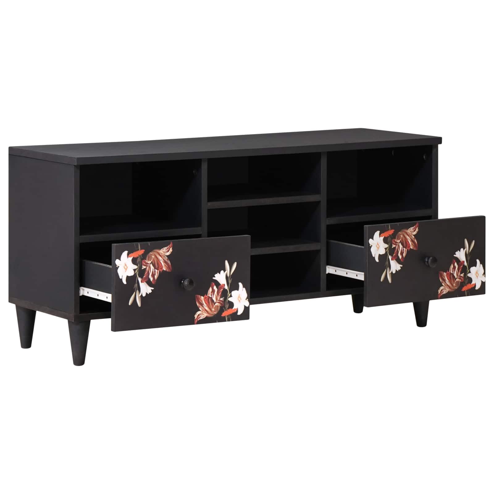 Mueble de almacenamiento multicolor de madera de mango macizo, 100 x 33,5 x