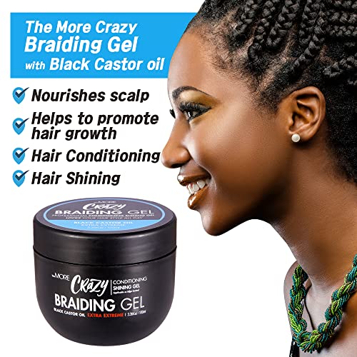The More Crazy Conditioning Shining Braiding Gel Extra Extreme Hold | All Hair Types, Clear Styling Gel Great For 3.38 Fl Oz (Pack Of 1) #TOP2
