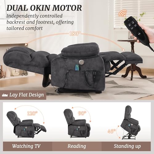 Sillón reclinable eléctrico amplio con masaje y calor miniatura 5