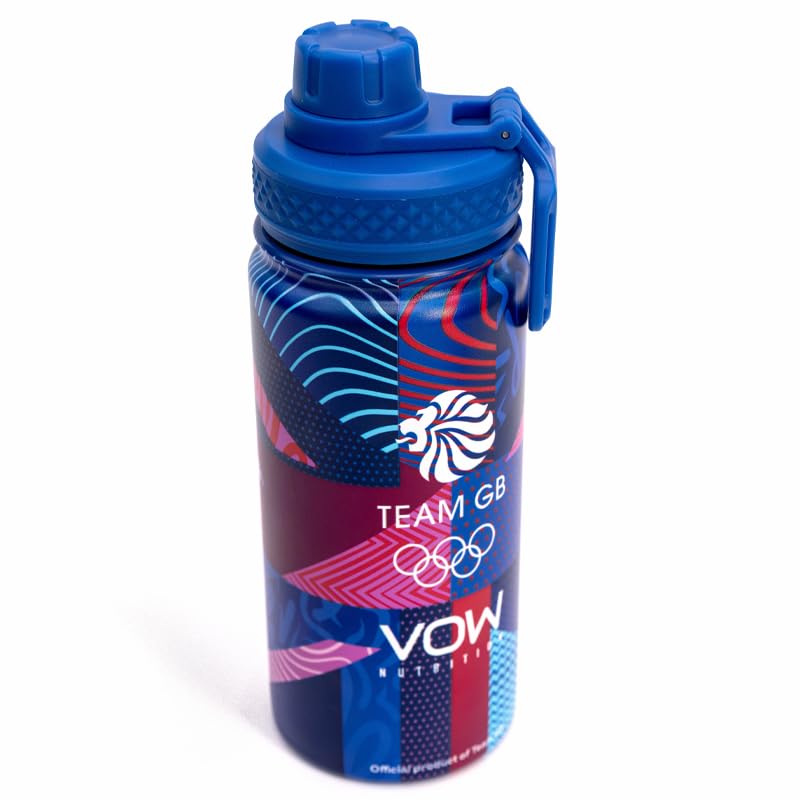 VOW Nutrition Official Team GB Steel Water Bottle 500ml, Sports Drink Gym Bottle, BPA Free, Leak Proof (Multicoloured) - Image 2