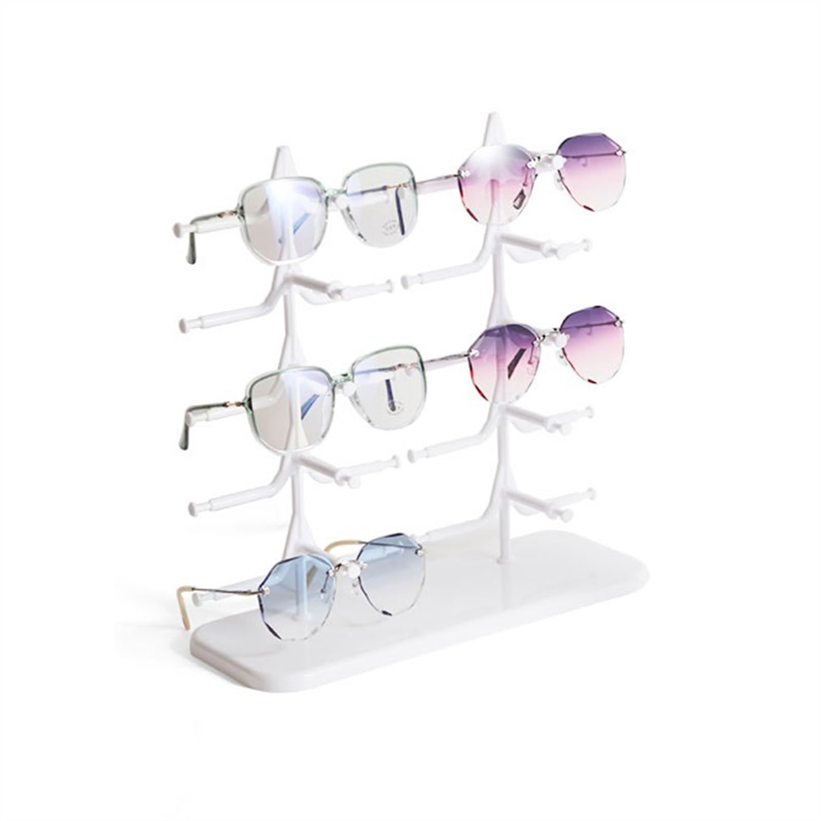guiling-1986 Eyeglasses Display Rack 10 Positions Sunglasses Optical Eyewear Shop Display Stand Counter Organizer for Eyewear(White)