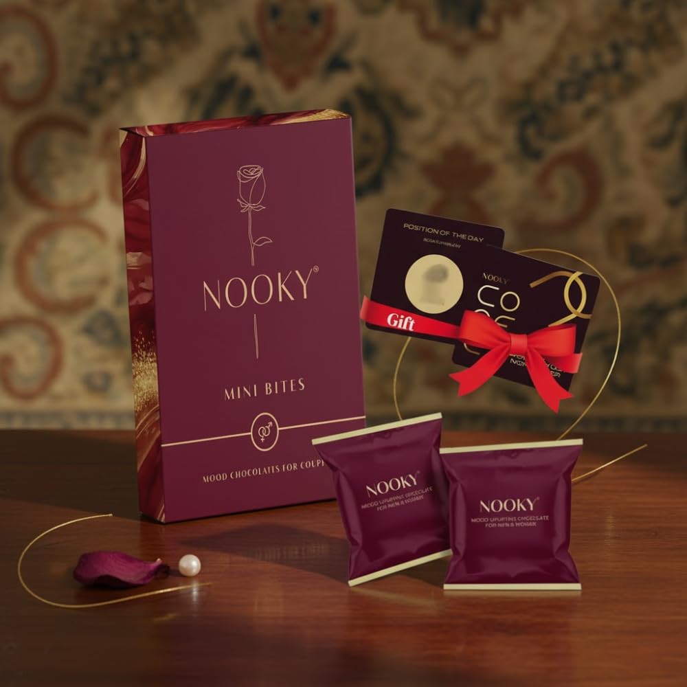 NOOKY MINI BITES for Men and Women | Premium Mood-Uplifting Dark Chocolate and FREE Saucy Scratch Card | Vegan & Gluten-Free Delight (Set of 1)