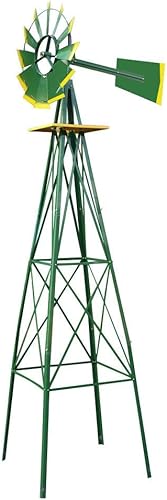 Molino de viento de acero ornamental de 8 pies para jardín, paleta resistente a la intemperie, decoración para el hogar, jardín, patio trasero