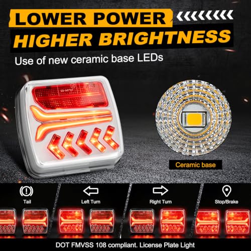 Image of Magnetic Wireless Trailer Lights, Rechargeable LED Tow Lights Kit