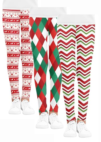 Girls 3pcs Leggings Printed Little Kids Striped Ankle Leggings 3-11Years