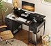 Huuger 47 inch Computer Desk with 4 Drawers, Gaming Desk with LED Lights & Power Outlets, Home Office Desk with Large Storage Space for Bedroom, Work from Home, Black