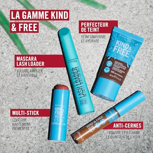 Rimmel Kind & Free Lash Loader Mascara, Mascara Volumateur, Sans Bavure, Sans Paquets, Sans Transfert, Formule Vegan, 9,5 ml, Aubergine