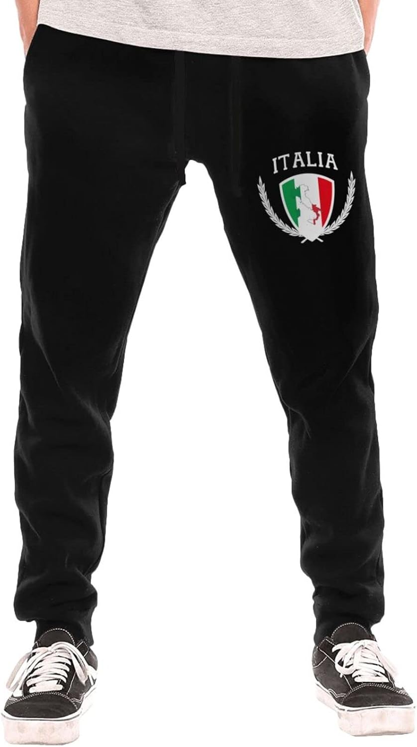 SEAEAGLE Italia Italy Italian Flag Men's Pants Jogger Sweatpants Sports Training Running Cotton Adjustable Pockets