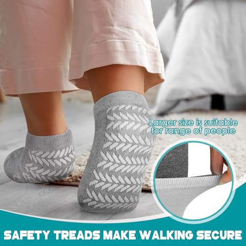 Taiyin 6 Pair Double Sided Tread Non Slip Socks Hospital Socks Slip Stopping Safety Fall Prevention for Bariatric (Gray,Small)4