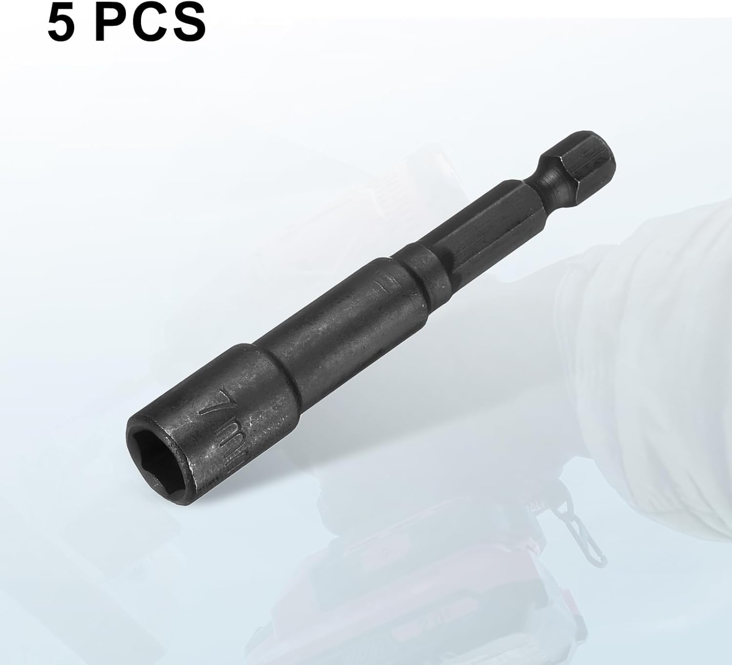 HARFINGTON 5pcs Magnetic Nut Driver 7mm Hex Drive Socket CR-V Steel Power Screw Drill Bits Socket Wrench Tools with 1/4" Quick Change Hex Shank for Power Drills Impact Drivers, Black