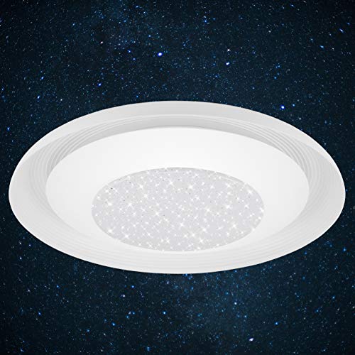 Preisvergleich Produktbild Briloner Leuchten LED Deckenleuchte, Deckenlampe mit Sternendekor, direkter / indirekter Lichteffekt, 900 Lumen, 4.000 Kelvin, Ø 36,5 cm, 12 W, Weiß