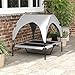 PawHut Erhöhtes Hundebett mit Baldachin, Haustierbett, Outdoor Hundeliege mit Dach, Atmungsaktiv, für große Hunde Hellgrau Oxford 91 x 76 x 89 cm